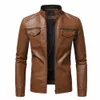 2022 Autumn Fi Trend Coats Male New Style Slim Stand-Up Collar Motorcycle Leather Jacket Men's PU Leather Jacket S-4XL K5Og#