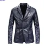 Printemps Nouveau Noir PU Costume Veste Hommes Fi Slim Veste En Cuir Busin Casual Blazers Manteau Rouge Bleu Kaki H4Fl #