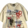 Scott Retro Gothic Graffiti Print T-shirt Top Tendance d'été Harajuku Persality Street Y2K Hip Hop Couple Top à manches courtes q9Wj #
