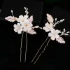 Hårklämmor Barrettes Tillbehör Porslin Flower Pin Clip för brudar Brudtärnor gåva Guldfärgad bladhuvud Hårnål Brud Jewel otfac