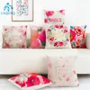 Pillow Decorative Throw Case Square Red Flesh Flower Cover For Sofa Car Home Almofadas 45x45cm