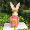 Decorazioni da giardino 35 cm Conigli di paglia Festa di Pasqua Ornamento di nozze a casa Po Oggetti di scena Artigianato