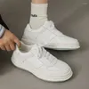 Casual skor koreansk stil mäns vita andas äkta lädersko utomhus sport sneakers ungdom gata skor chaussure