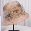 Brede Rand Hoeden Vintage Elegante Bloem Zon Dames Bruiloft Floppy Hoed Voor Vrouwen Zomer Anti-UV Reizen Strand Caps