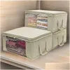 Opbergzakken Opvouwbaar Niet-geweven Stofdicht Draagbare Kleding Organizer Box Transparant venster Huishoudelijk dekbed Trooster Containertas Dr Dhuqf