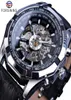 Forsining marque montre mécanique hommes squelette Steampunk main vent mouvement noir en cuir véritable montres Reloj Hombre 20193052848