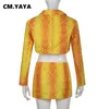 CMYAYA femmes Serpentine bouton sur le côté fendu Aline Mini jupe costume et Blazer haut deux 2 pièces ensemble tenues automne vêtements 240309