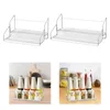 Kök förvaring Spice Rack 2 Tiered Stand Bottle Shelf Organizer Metal Smakning för bänkskåp Badrumskåp Skåp