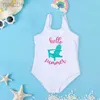 Hallo Zomer Cactus Kokospalm Gedrukt Kinderbadpak Baby Meisje Eendelig Badmode Meisjes Badpak Strandbodysuit Kleding 24327