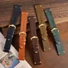 BISONSTRAP Crazy Horse Leather Mens Watch Straps Bracelet 18mm 20mm 22mm Black Brown Green with Gold Buckle and Tools Pins 240314