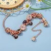 Charme Pulseiras Luxo Cristal Roxo Pansy Beads Com Vintage DIY Pulseira Jóias Presente Para Mulheres Homens Menina Menino Atacado