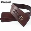 1Pc Deepeel Fashion Womens Cowskin Cummerbund Wide Belt Dress Coat Girdle Luxury Designer Corset Female Decorative Waistband 240327