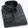 Men's Casual Shirts 2024 Spring And Autumn Brushed Shirt Flannel Stripe Color Spinning Trend Solid Cardigan Flip Neck
