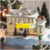 Juldekorationer ljust upplysta byggnad Santa Claus Car House Village Holiday Garage Decoration Griswold Villa Home Desktop Figu ZZ