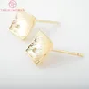 Stud Earrings (2054)10PCS 8.5MM 24K Gold Color Brass Inward Arc Surface Pins High Quality Jewelry Accessories