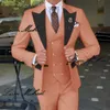 Coral masculino terno 3 peça formal casamento smoking noivo personalizado xs5xl elegante vestido de festa para homem 240318