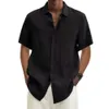 homens Cott linho venda quente camisas de manga curta masculina verão cor sólida turn-down colarinho casual praia estilo plus size tops a8ds #