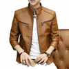 2023 Hommes Automne Nouveau col montant Veste en cuir Jeunesse Cool Tendance Beau PU Veste en cuir T7XE #