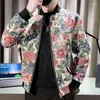 Herenjassen Topkwaliteit Heren Vintage Gekleurde Bloemen Jas Mode Slanke Casual Rits Sociale Jassen Streetwear Bomber Print