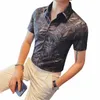 Fi Męskie Hawajskie Koszula Mężczyzna zwykłe kolorowe nadrukowane koszule Aloha Aloha krótkie rękawie Camisa Hawaiana Hombre Plus Size 5xl B1f6#