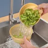 1PCS取り外し可能な二重層プラスチックフードストレーナー中空のフルーツ野菜ウォッシュザルキッチンクリーニング洗濯バスケットストレーナー