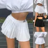 Saias moda feminina tênis e bolas de golfe mini plissado cintura elástica branco esportes y2k roupas verão sólido sexy saia