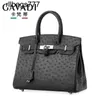 Leather Bk Handbag Ostrich Genuine Designer Crocodile Handmade 2024 High Capacity Luxury Lock with Logo