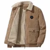 Winter Fleece Jas Mannen 2023 Nieuwe Warme Dikke Corduroy Bontkraag Jas Mannelijke Jas Casual Fi Outdoor Winddicht Uitloper Mannen o3Um #