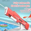 Gun Toys Large capacity automatic water suction electric water gun toy manually pulled manually added 3 game modes summer boy gift240327