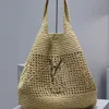 Sac d'herbe de rafia de créateur sac de shopping tissé Lafite broderie luxe dame en plein air plage vacances à la mode personnalisé femmes sac à main lettres en métal