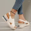 Sandali con plateau tacchi alti zeppe da donna scarpe moda estate spiaggia pantofole da passeggio 2024 pompe casual zapatos femminili diapositive