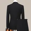 Boutique Blazer byxor Mens British Style Elegant Fashion High-End Simple Casual Gentleman Man Suit Two-Piece Suit 240314