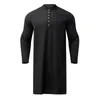 Jubba Thobe Islamiska kläder för muslimska FI -man LG Robes Solid LG Sleeve Arabic Arab Simple Casual Mens Shirt 5XL W9W7#