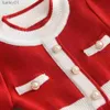 Girl's Dresses New Years Red Girl Knitting Wool Long Sleeve Splicing Dress Spring and Autumn New Girl Baby Bow Fashion Dress Christmas Clothes yq240327
