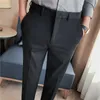 Sonbahar Erkek Fi İşlemeli Pantolon Koreli Busin Dr Solid Suit Pant Ofis Social Slim Fit Rahat Takım Pantolon Y0XH#