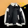 Suede Baseball Jacket 2024 Spring Men Uniform Bomber Jackets Korean Streetwear Patchwork Brodery Label Coat Z2UN#