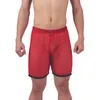 Sous-vêtements hommes Boxer Shrots évider sous-vêtements en maille respirant short en résille long mâle Boxerhorts troncs vêtements de nuit bas de sommeil