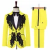 elegant Appliqued Two-piece Men's Suit for Wedding Banquet Host Dance Prom Christmas Costume Men Blazer Chinese Style D6rn#