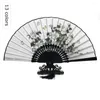 Decorative Figurines 10pcs Silk Damask Bamboo Folding Fan Arrival Floral Pattern Hand Decoration Mariage Party Favors