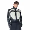 IEFB Niche Design Hommes Pu Vestes Fi Stand Col Ctrast Couleur Moto Vêtements En Cuir Court Manteau Tendance Mâle 9C1615 E3VQ #