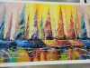 Calligraphy Modern Abstract Colorful Sail Boat Painting on Canvas Painting Poster and Print Wall Art Living Room No Frame