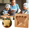 Moules de cuisson Biscuit antiadhésif Moule en bois 3D Cookie pour fleur Flocon de neige Santa Outils de qualité alimentaire Lave-vaisselle Safe