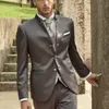 Män passar grå stativ krage eleganta jacka byxor väst tre datorer nuevo en trajes y blazers kostym homme de luxe pour le mariage c0xf#