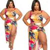 Traje de baño para mujer FNOCE 2024 Primavera Trajes de baño para mujer Tamaño grande Tendencias de moda Elegante Sexy Imprimir Monos y faldas 2-PC Ropa de playa