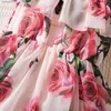 Girl's Dresses Baby Girls Floral Print Ruffled Cold Shoulder Chiffon Dress Summer Newborn Infant Clothes Girls Kids Beach Holiday Print Dress yq240327