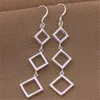 Dangle Earrings Brands 925 Sterling Silver Square Rhombus Long For Women Luxury Wedding Accessories Jewelry Fashion Party Gifts