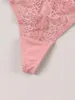 Women's Panties CYHWR Women Low Waisted Pink Thong V-string Sexy Lace Band Decoration Breathable Panty For Ladies