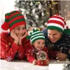 Beanie/Skull Caps Sticked Kids Christmas Hat Cute Parent-Child Pompom ADT Child Soft Beanie Santa Cap Nyårsparti Kid Gift Drop Del Dhjcm