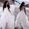Winter Ball Gown Bridal Gowns Wedding Dresses Gothic Plus Size Country Straps Top Lace Floor Length Tulle Princess7768664
