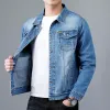 Primavera nuevos hombres Casual Cott Denim chaqueta estilo clásico Fi Slim Wed Retro Blue Jeans abrigo masculino marca ropa y68M #